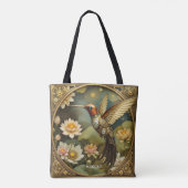 Fantasy Schattigee Steampunk Vogelklok Tote Bag (Achterkant)
