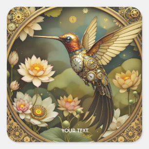 Fantasy Schattigee Steampunk Vogelklok Vierkante Sticker