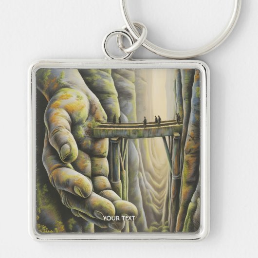 Fantasy Schattigee stenen handbrug Sleutelhanger (Voorkant)