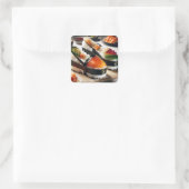 Fantasy Schattigee stijlvolle sushi schoenen Vierkante Sticker (Tas)