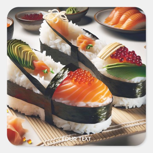 Fantasy Schattigee stijlvolle sushi schoenen Vierkante Sticker (Voorkant)