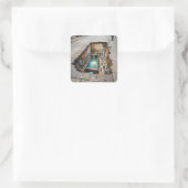 Fantasy Schattigee straat huizen illusie Vierkante Sticker (Tas)