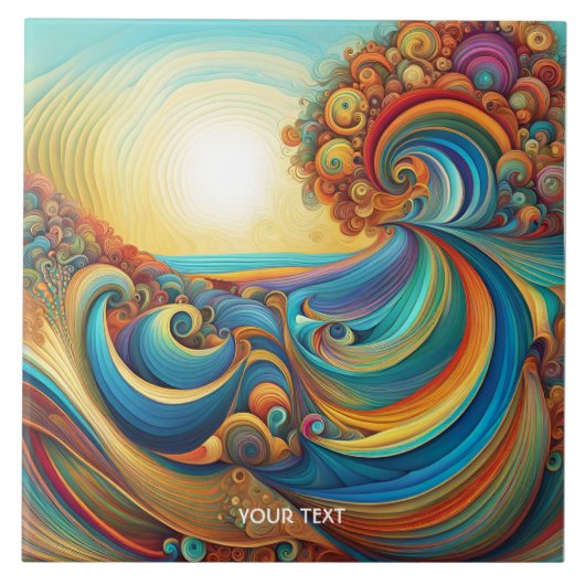 Fantasy Schattigee Sunrise Waves Beach Tegeltje (Voorkant)