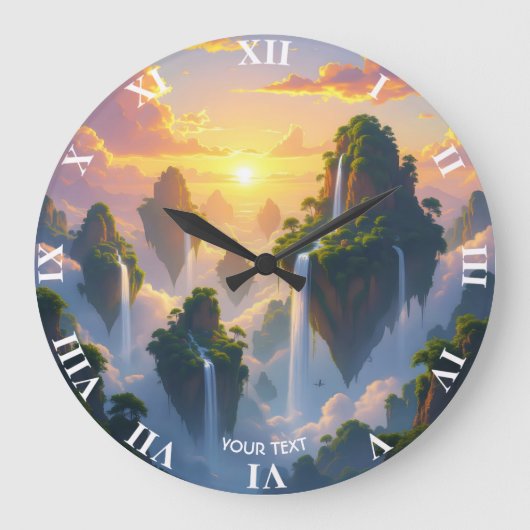 Fantasy Schattigee Sunset Islands Watervallen Grote Klok (Voorkant)