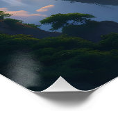 Fantasy Schattigee Sunset Islands Watervallen Perfect Poster (Hoek)