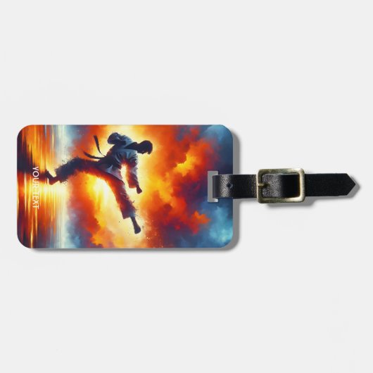 Fantasy Schattigee Sunset Karate Fighter Bagagelabel (Voorkant horizontaal)