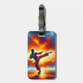 Fantasy Schattigee Sunset Karate Fighter Bagagelabel (Achterkant verticaal)