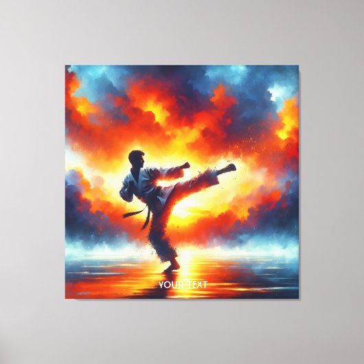 Fantasy Schattigee Sunset Karate Fighter Canvas Afdruk (Voorkant)