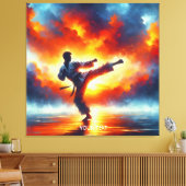 Fantasy Schattigee Sunset Karate Fighter Canvas Afdruk (Insitu (Woonkamer))