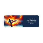 Fantasy Schattigee Sunset Karate Fighter Etiket (Voorkant)
