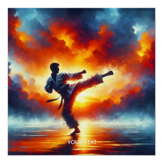 Fantasy Schattigee Sunset Karate Fighter Perfect Poster (Voorkant)