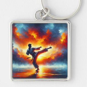 Fantasy Schattigee Sunset Karate Fighter Sleutelhanger