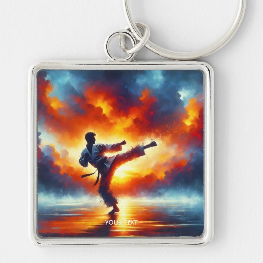 Fantasy Schattigee Sunset Karate Fighter Sleutelhanger (Voorkant)