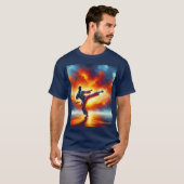 Fantasy Schattigee Sunset Karate Fighter T-shirt (Voorkant volledig)