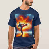 Fantasy Schattigee Sunset Karate Fighter T-shirt (Voorkant)