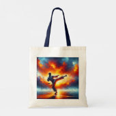 Fantasy Schattigee Sunset Karate Fighter Tote Bag (Achterkant)