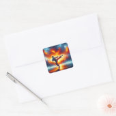 Fantasy Schattigee Sunset Karate Fighter Vierkante Sticker (Envelop)