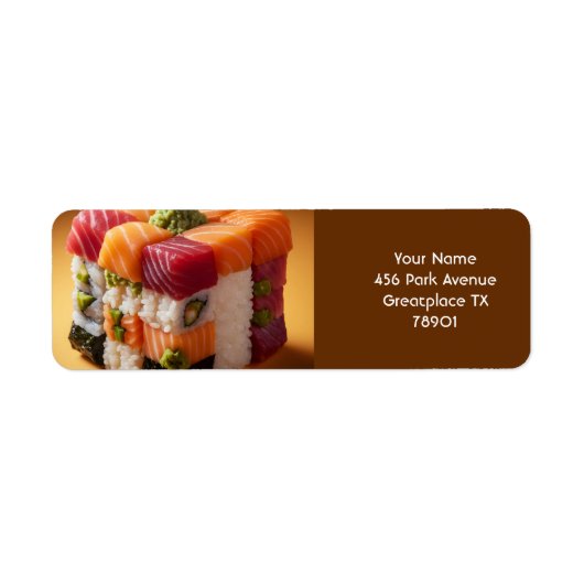Fantasy Schattigee Sushi kleine kubus Etiket (Voorkant)
