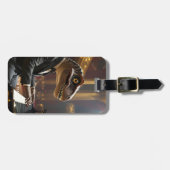 Fantasy Schattigee T-rex spelen piano Bagagelabel (Voorkant horizontaal)