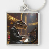 Fantasy Schattigee T-rex spelen piano Sleutelhanger (Voorkant)