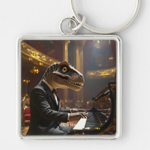 Fantasy Schattigee T-rex spelen piano Sleutelhanger