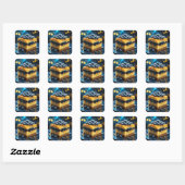 Fantasy Schattigee taart honing bosbessen Vierkante Sticker (Vel)