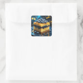 Fantasy Schattigee taart honing bosbessen Vierkante Sticker (Tas)