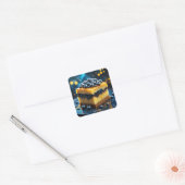 Fantasy Schattigee taart honing bosbessen Vierkante Sticker (Envelop)