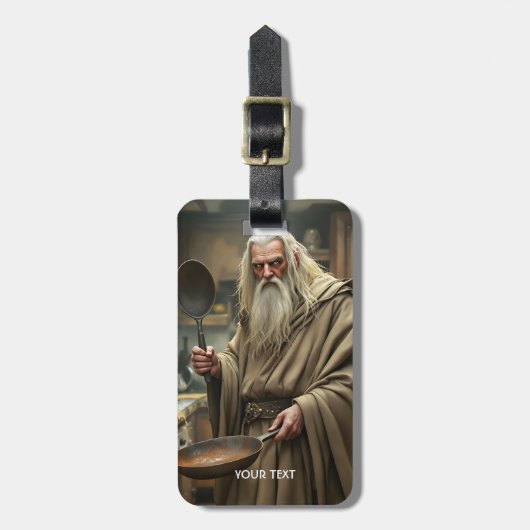 Fantasy Schattigee tovenaar Frying Pan Bagagelabel (Voorkant verticaal)
