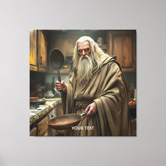 Fantasy Schattigee tovenaar Frying Pan Canvas Afdruk (Voorkant)