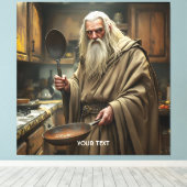 Fantasy Schattigee tovenaar Frying Pan Canvas Afdruk (Insitu (Houten vloer))