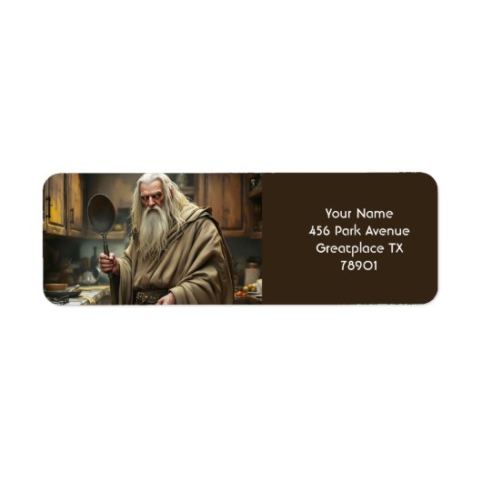 Fantasy Schattigee tovenaar Frying Pan Etiket (Voorkant)