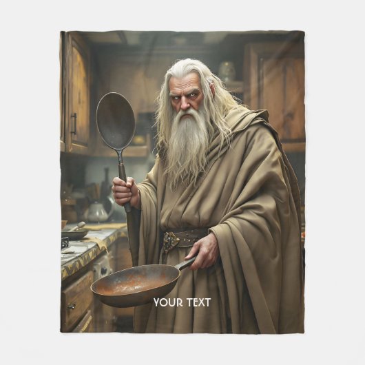Fantasy Schattigee tovenaar Frying Pan Fleece Deken (Voorkant)