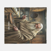 Fantasy Schattigee tovenaar Frying Pan Fleece Deken (Voorkant (Horizontaal))