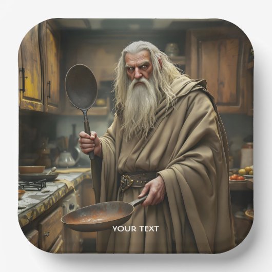 Fantasy Schattigee tovenaar Frying Pan Papieren Bordje (Voorkant)
