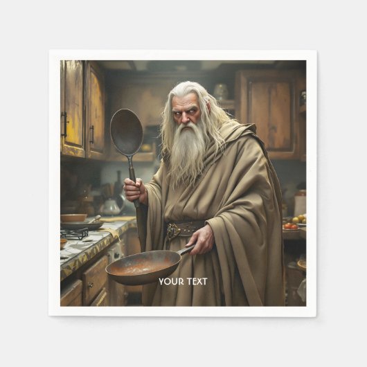 Fantasy Schattigee tovenaar Frying Pan Servet (Voorkant)
