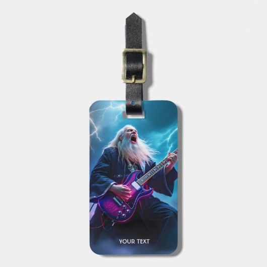 Fantasy Schattigee tovenaar speelt gitaar Bagagelabel (Voorkant verticaal)