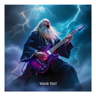 Fantasy Schattigee tovenaar speelt gitaar Perfect Poster
