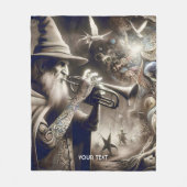 Fantasy Schattigee Tovenaar Trompet Bos Fleece Deken (Voorkant)
