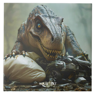 Fantasy Schattigee Trex Wreck Car Tegeltje