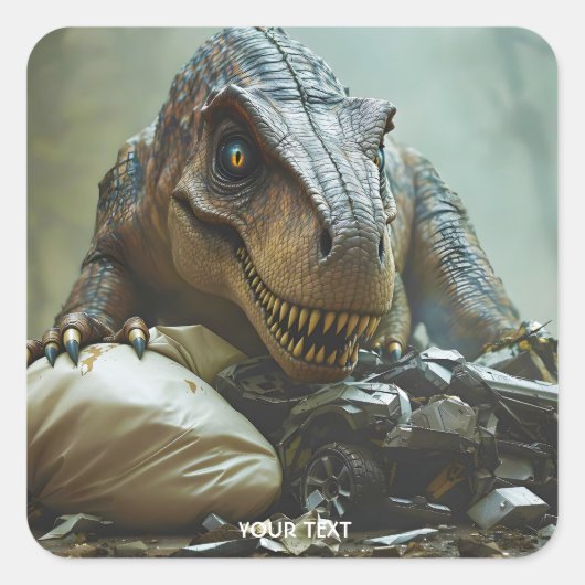 Fantasy Schattigee Trex Wreck Car Vierkante Sticker (Voorkant)