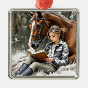 Fantasy Schattigee Tuin Paard Meisje Metalen Ornament