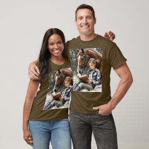 Fantasy Schattigee Tuin Paard Meisje T-shirt
