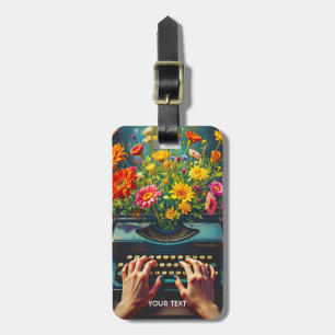 Fantasy Schattigee typemachine bloeit handen Bagagelabel