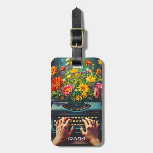Fantasy Schattigee typemachine bloeit handen Bagagelabel (Voorkant verticaal)