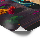 Fantasy Schattigee typemachine bloeit handen Perfect Poster (Hoek)