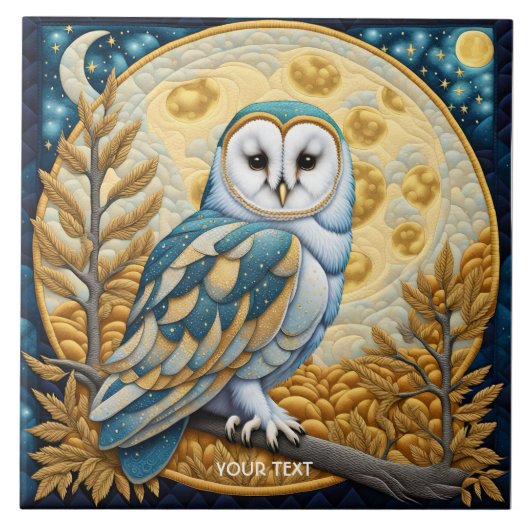 Fantasy Schattigee Uil Moon Trees Tegeltje (Voorkant)
