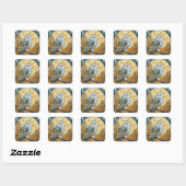 Fantasy Schattigee Uil Moon Trees Vierkante Sticker (Vel)