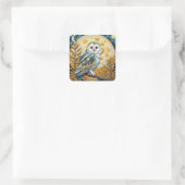 Fantasy Schattigee Uil Moon Trees Vierkante Sticker (Tas)