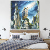 Fantasy Schattigee uil oude ruïnes Canvas Afdruk (Insitu (Slaapkamer))